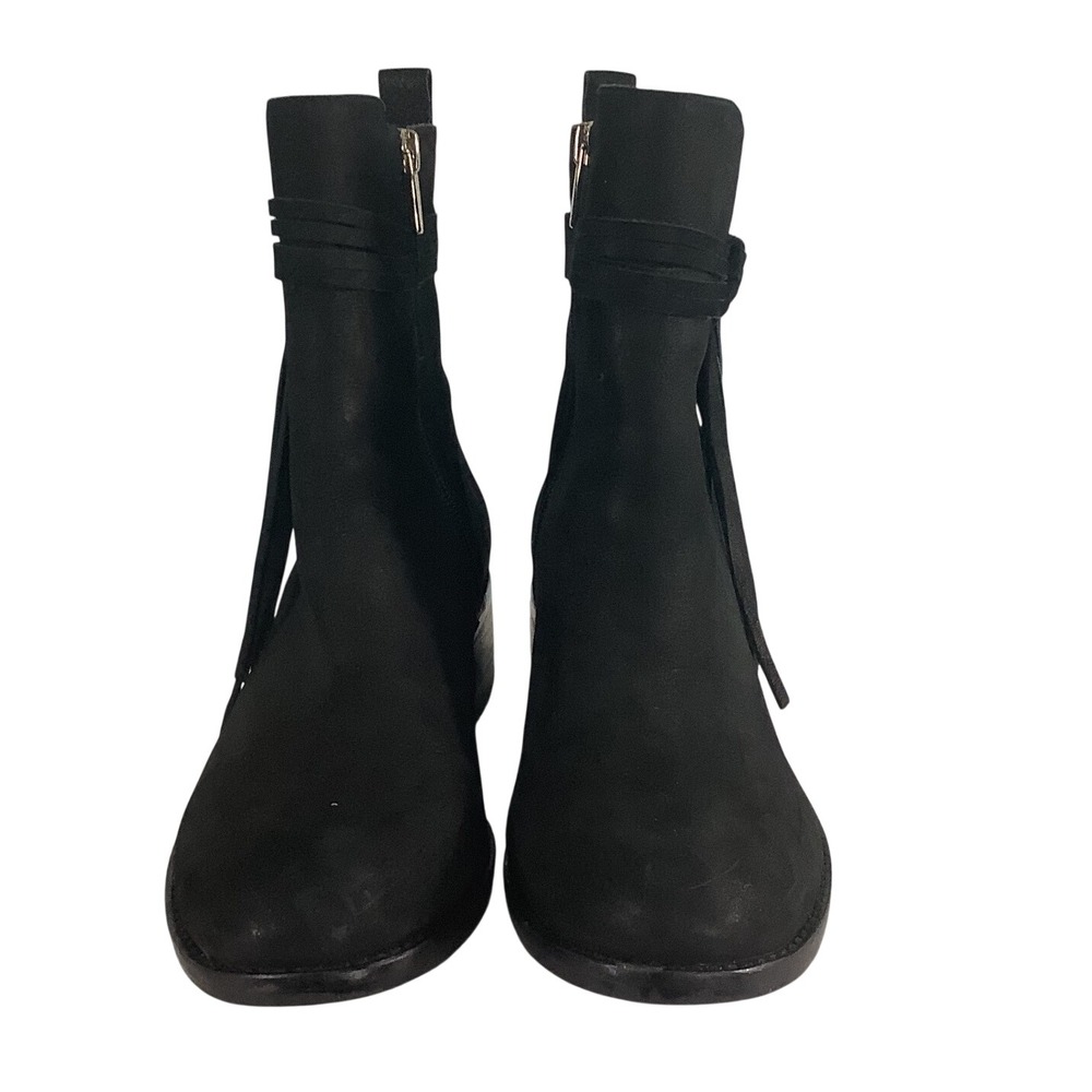 Vince Camuto Westi Black Suede Fringe Ankle Boots Womens 8.5 M VO-WESTI